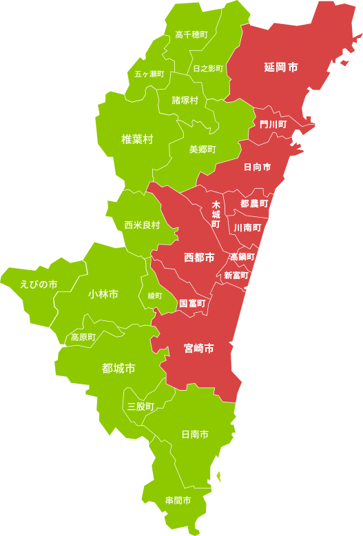 宮崎県の地図